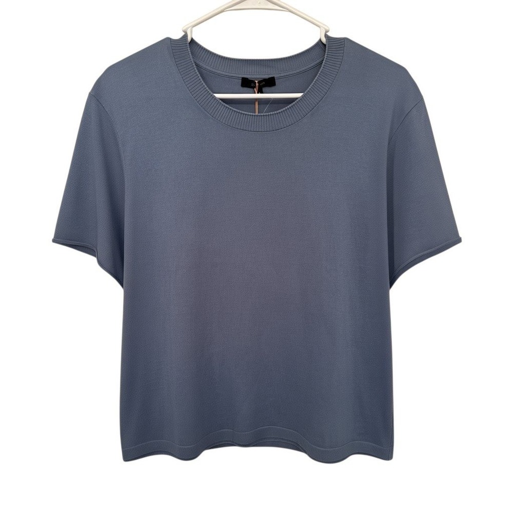 Quince Organic Cotton Blend Short Sleeve Sweater Tee Periwinkle Blue Womens L
